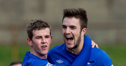 David Templeton and Andrew Little: Celebrate Rangers' second goal against Berwick